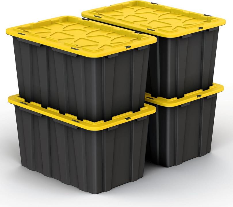 4 Pack Large Black & Yellow Storage Bins: Perfect Gift 2024